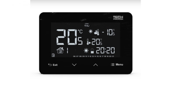 TECH EU-293 V3 drátový pokojový termostat černý