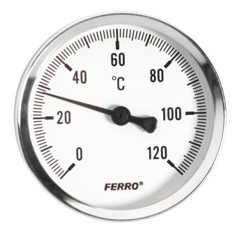 teploměr s jímkou G1/2' 63mm 0-120°C zadní vč. jímky