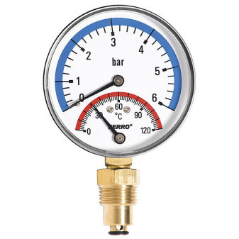 Termomanometr 1/2' 80mm 0-6Bar 0-120°C spodní