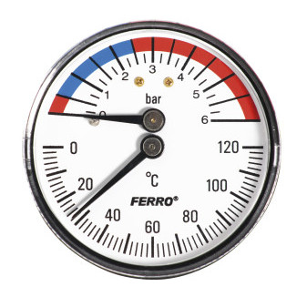 Termomanometr G1/4'x0-6Bar, 0-120°C zadní pr.63mm